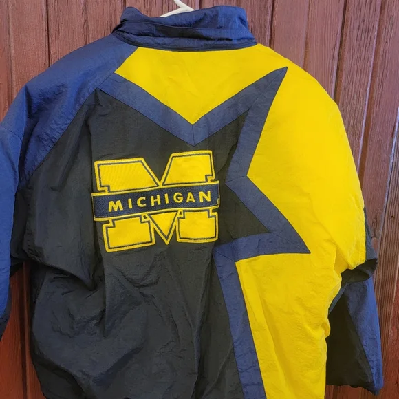 Apex University of Michigan Puffer Jacket Blue Yellow Size L Vintage 90s NCAA - Picture 9 of 11